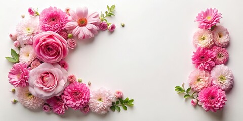 Pink floral typography on a white background, card, pink,  card
