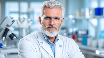 Fototapeta premium Researcher conducting experiments in laboratory science facility portrait bright environment close-up innovation and discovery