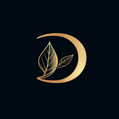 initial letter d with leaf logo design. nature leaf logo vector illustration
