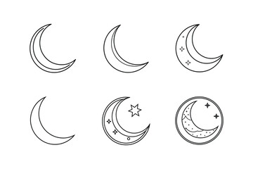 Obraz premium moon icon line art vector illustration
