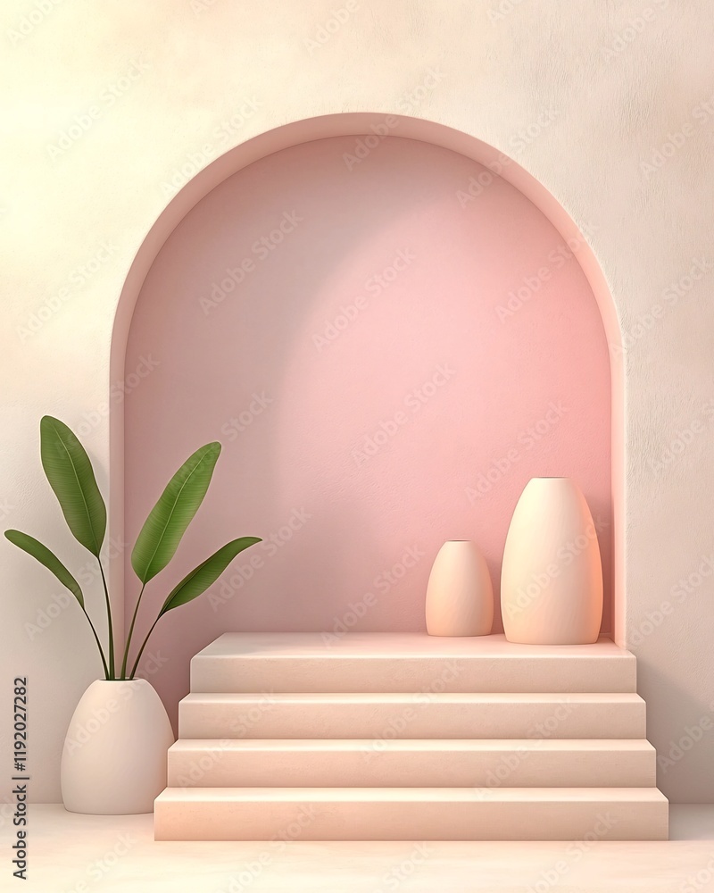 Poster soft pastel gradient scene with a subtle textured overlay and a modern minimalist composition in pal