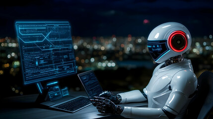 CHATBOT the robot. Artificial intelligence (AI)-based software, online support, and AI help. Concept of the future and technology