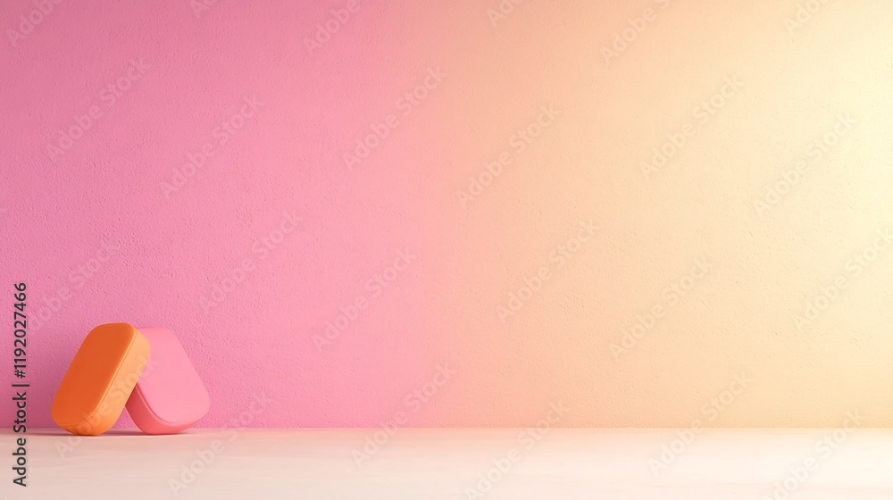 Aufkleber minimalist pastel gradient backdrop in muted pink to beige tones with a subtle textured noise overla