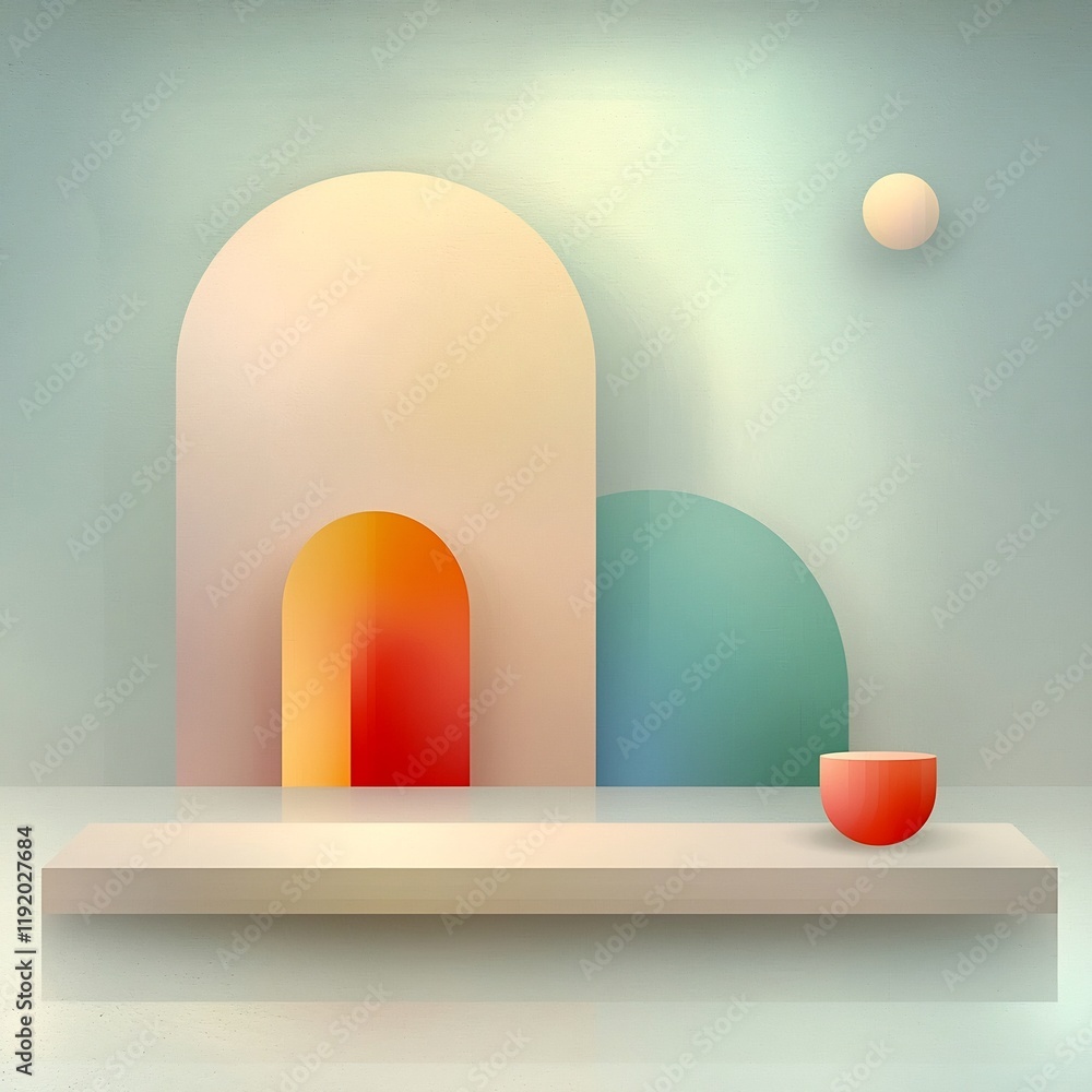 Poster delicate pastel gradient canvas with a faint textured overlay abstract minimalist composition featur