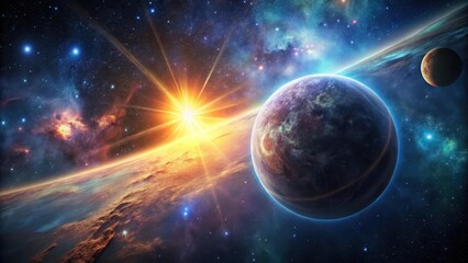 Obraz premium Celestial Object in Space, cosmos, dark background, cosmos, dark background