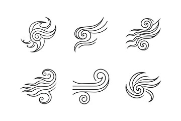 wind icon line art vector illustration