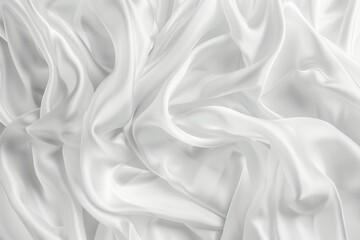 Obraz premium Glossy white satin fabric folds. Detailed photo textured background