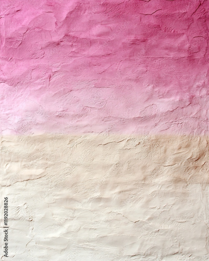 Poster pastel color field with a gradient fading from vibrant pink to soft beige featuring a refined textur
