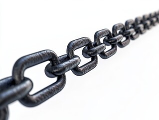 Fototapeta premium Close up of chain link fence isolated on white background - ai