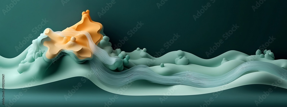 Poster undulating river waves a spectrographic visualization of flowing water showcasing the dynamic freque