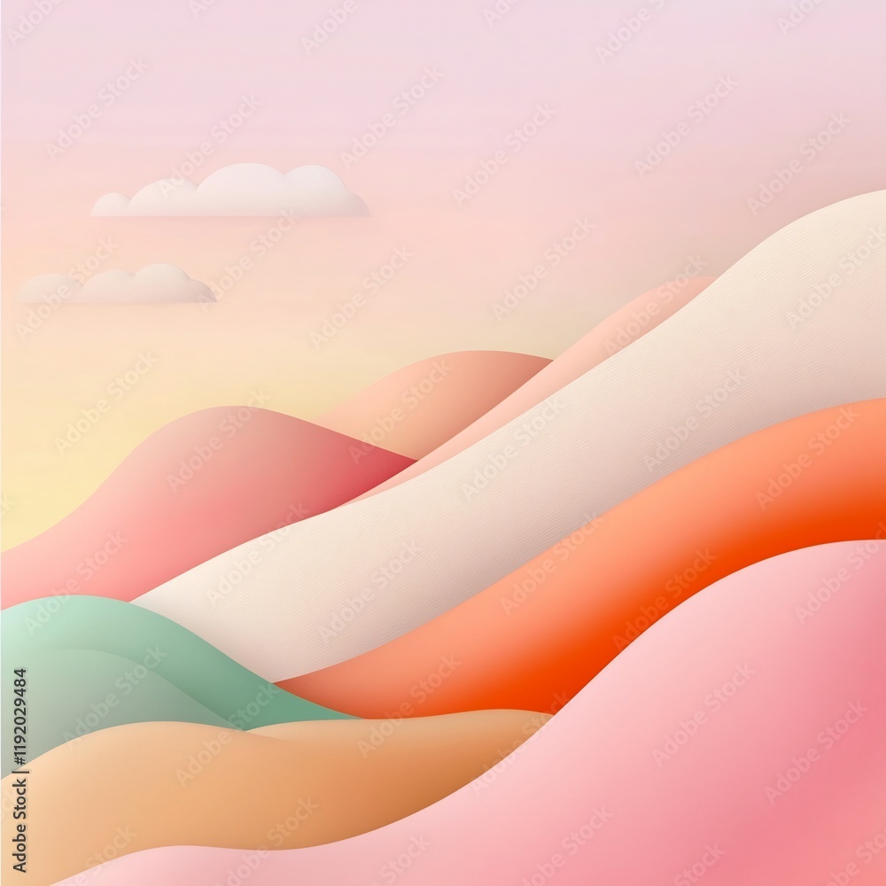 Poster vibrant yet mellow pastel gradient backdrop shifting from bright pink to mellow beige with a delicat