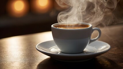 Fototapeta premium Hot Espresso with Dancing Steam