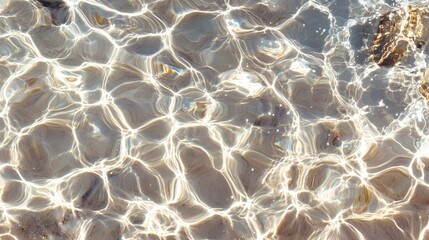 Obraz premium Captivating Sunlit Water Surface with Gentle Ripples and Reflections, Showcasing the Beauty of Nature's Patterns and Light Play in a Tranquil Setting