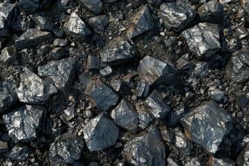 Big pile of natural black coals. Detailed photo textured background