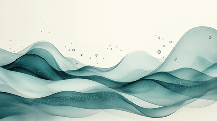 Minimalist underwater abstract design with gentle bubbles and soft teal tones