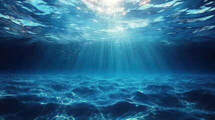 Fototapeta premium Minimalist underwater abstract background with soft wave-like patterns and glowing highlights