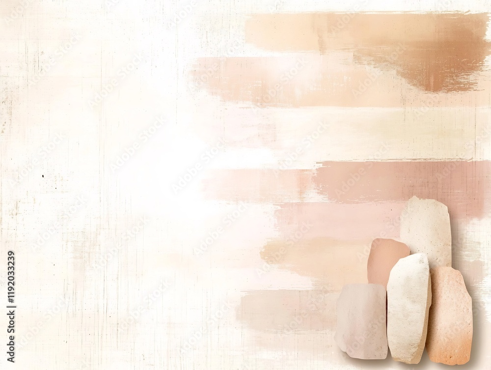 Poster soft pastel gradient backdrop shifting from dusty rose to warm beige with subtle textural noise and 