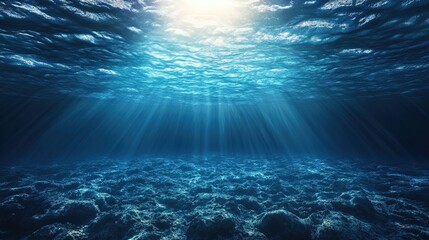 Fototapeta premium Minimalist underwater abstract background with glowing accents and smooth transitions