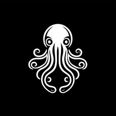 Modern Octopus Squid Tentacles Logo in simple minimalist line art monoline outline style, elegant geometric octopus logo Vector