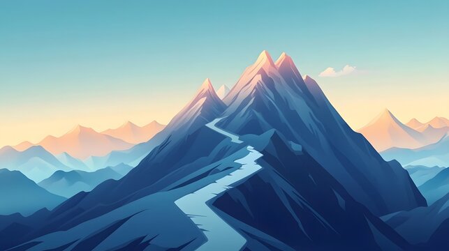 Mountain peak journey illustrated with a clear pathway