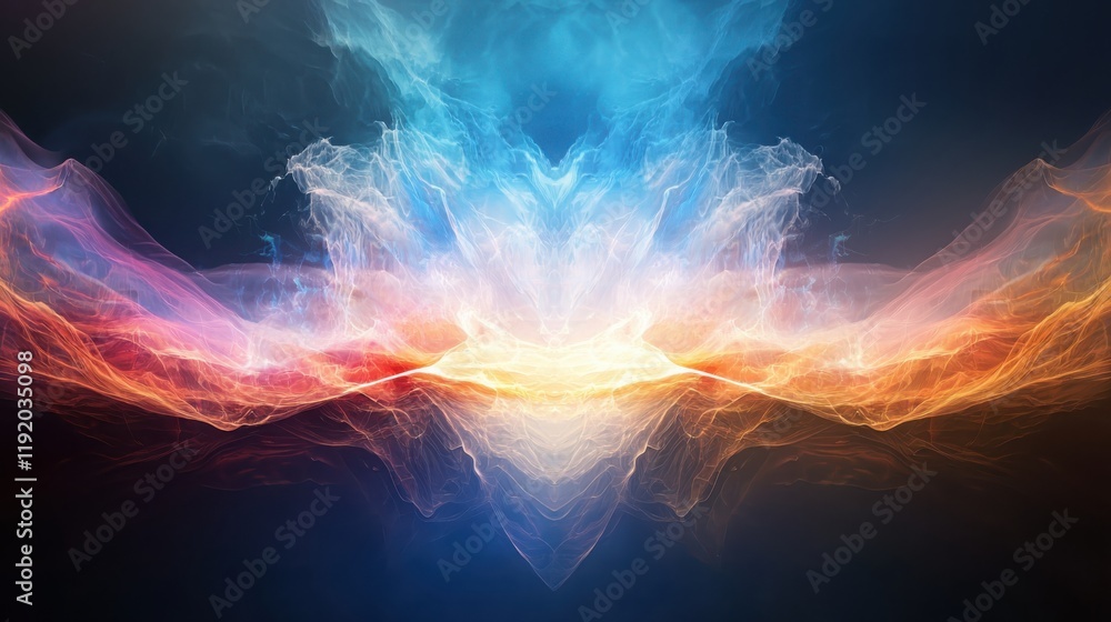 Aufkleber abstract sound waves representation merging colors and shapes in artistic visualization digital art 