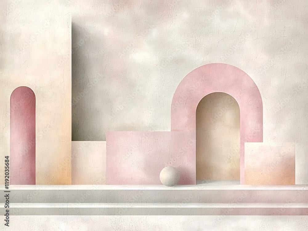 Poster soft pastel gradient background in pink and beige hues with subtle textured noise overlay featuring 