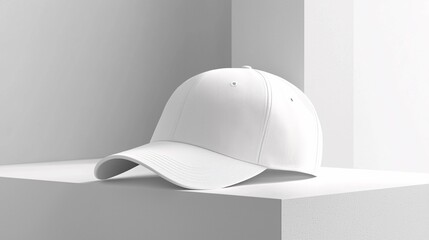 A modern baseball cap mockup on a pristine white background, perfect for designers and brands to showcase customizable graphics.