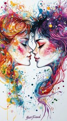 best friend art theme for greeting cards