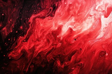 Red and Black Fluid Painting Close Up