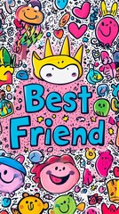 Fototapeta premium best friend art theme for greeting cards