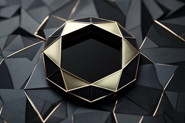 A stylish polygonal badge frame featuring a detailed geometric design, perfect for logos, branding, or awards, adds a modern flair to your visuals.