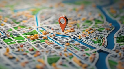 Navigation route on a detailed digital city map interface