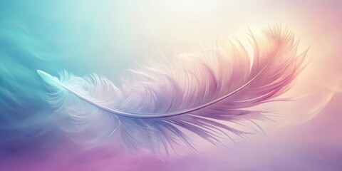 Obraz premium Soft pastel feather silhouette against a gradient abstract background with gentle blending of pale pink and lavender hues , gentle, feathers
