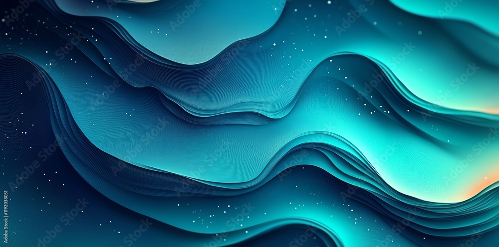 Aufkleber abstract teal and blue wave pattern with subtle sparkle.