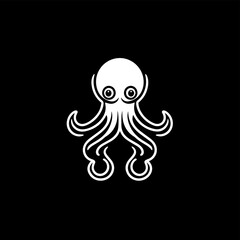 Modern Octopus Squid Tentacles Logo in simple minimalist line art monoline outline style, elegant geometric octopus logo Vector
