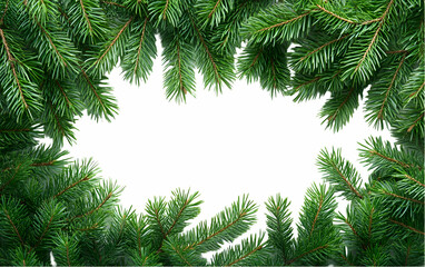 Fir branches frame, winter, holiday, design, white background