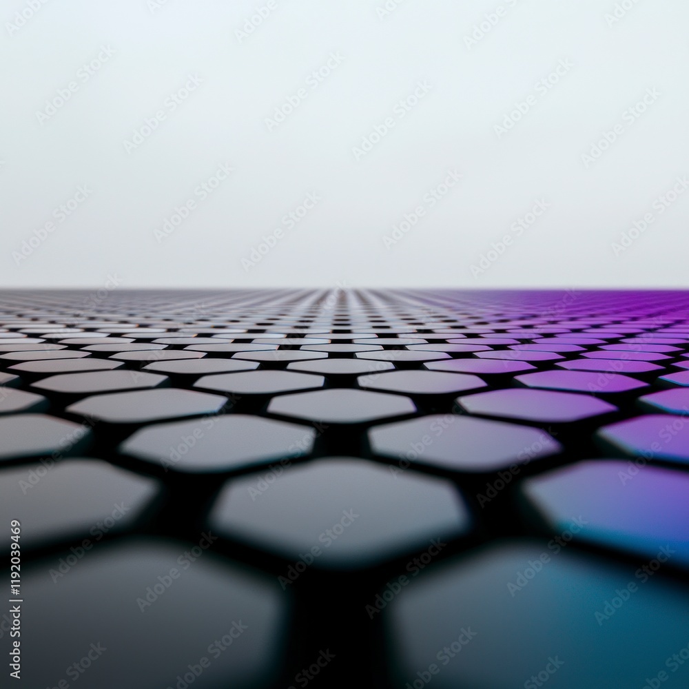 Poster abstract hexagon pattern tech background purple blue 3d render geometric design futur