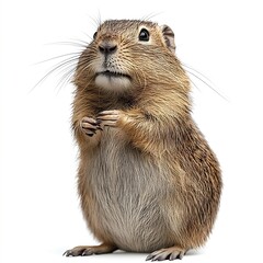 Adorable rodent posing, studio shot, white background, pet portrait