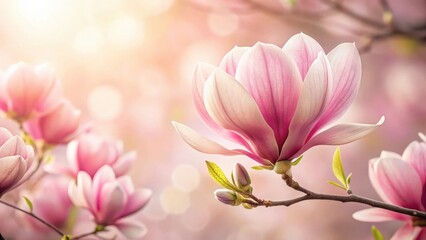 Fototapeta premium Elegant Pink Magnolia Flower , flower, pink