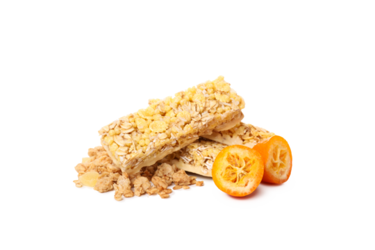 PNG, Granola Bars with citrus fruits, isolated on white background
