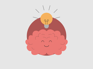 stylized brain with a light bulb illuminating above it