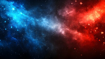 Cosmic Nebula: Red & Blue Starry Night Sky