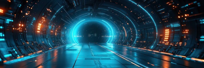 Futuristic Neon Tunnel: A Digital Journey Through Cyberspace