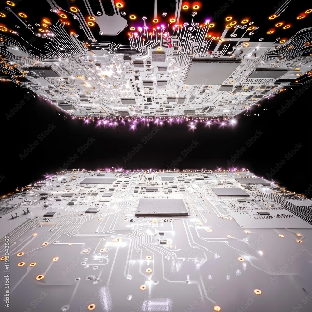 Poster futuristic circuit board technology background abstract tech design microchips electron