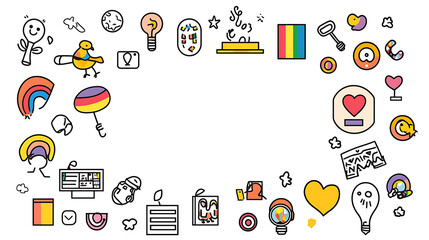 Creative Illustrations of Fun Icons Digital Art Colorful Background Modern Style Vibrant Concept
