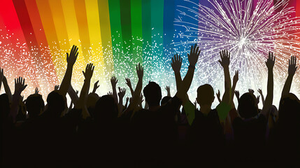 Celebration Event with Colorful Fireworks Festival Grounds Crowd Cheering Festive Atmosphere Exciting Viewpoint