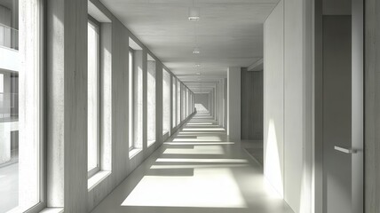 Obraz premium Sleek apartment hallway, neutral design tones, 3D illustration