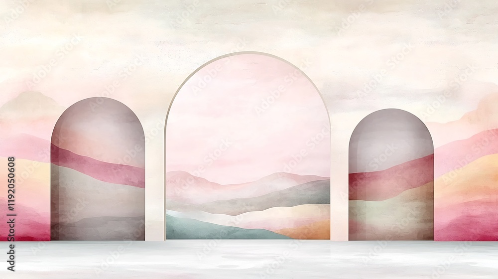 Poster elegant pastel gradient landscape with a subtle textured noise overlay transitioning from soft pink 