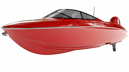 Naklejka premium Red speedboat isolated, white background, boating
