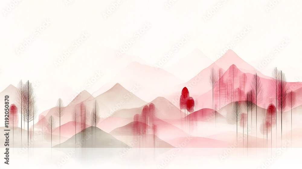 Aufkleber pastel gradient landscape featuring a soft hazy color palette ranging from delicate pink to beige to